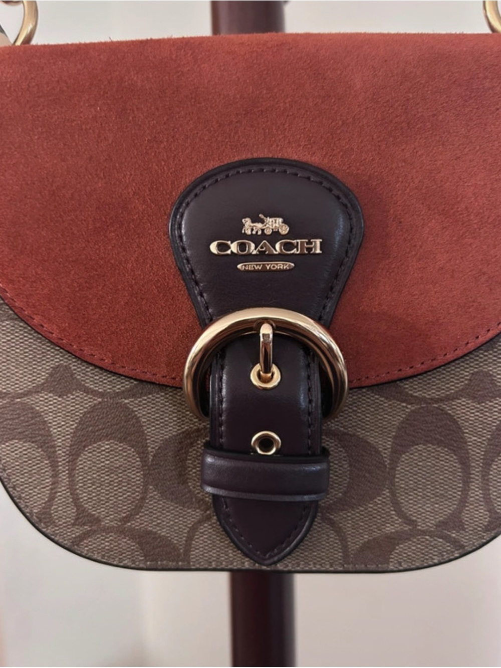 Coach Crossbody Saddle Bag in Rust Suede and Brown - Picture 2 of 8